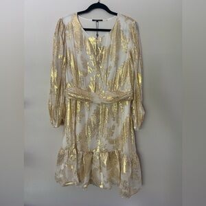 NWT Kobi Halperin Gold Leah Dress - Size XL